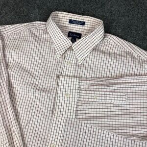 Paul Fredrick Mens Button Down Shirt 17.5 34 Red Plaid Long Sleeve Cotton